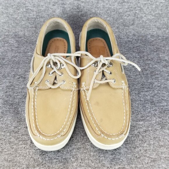 ✅Bert Pulitzer Men's 7.5 Tan Leather Sneakers Sail-Boat Deck-Hand Work Shoes - Picture 6 of 11